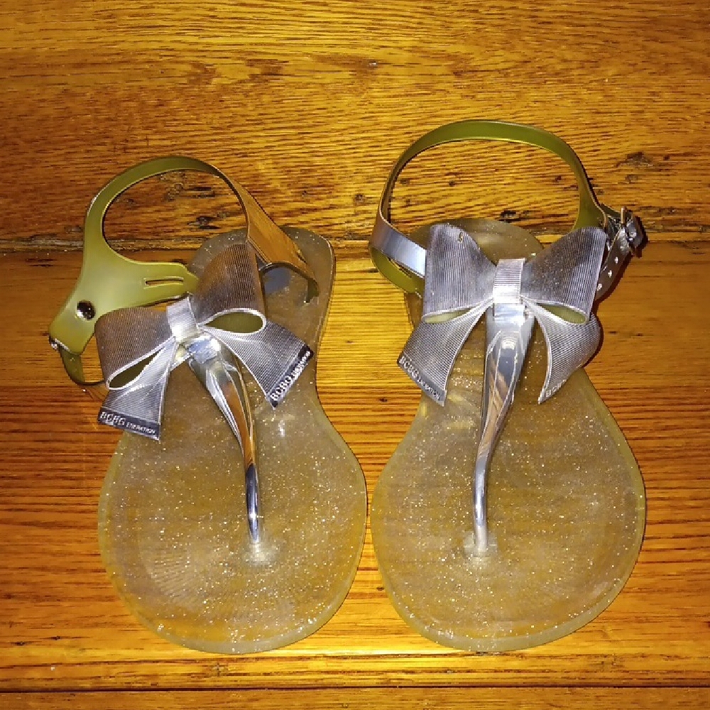 Silver Bow Jelly Sandals